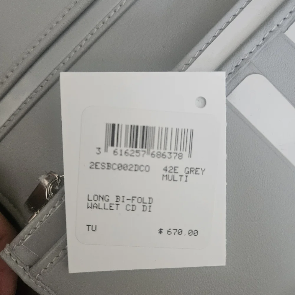 Christian Dior Vertical Diamond Grey Long Wallet NWT